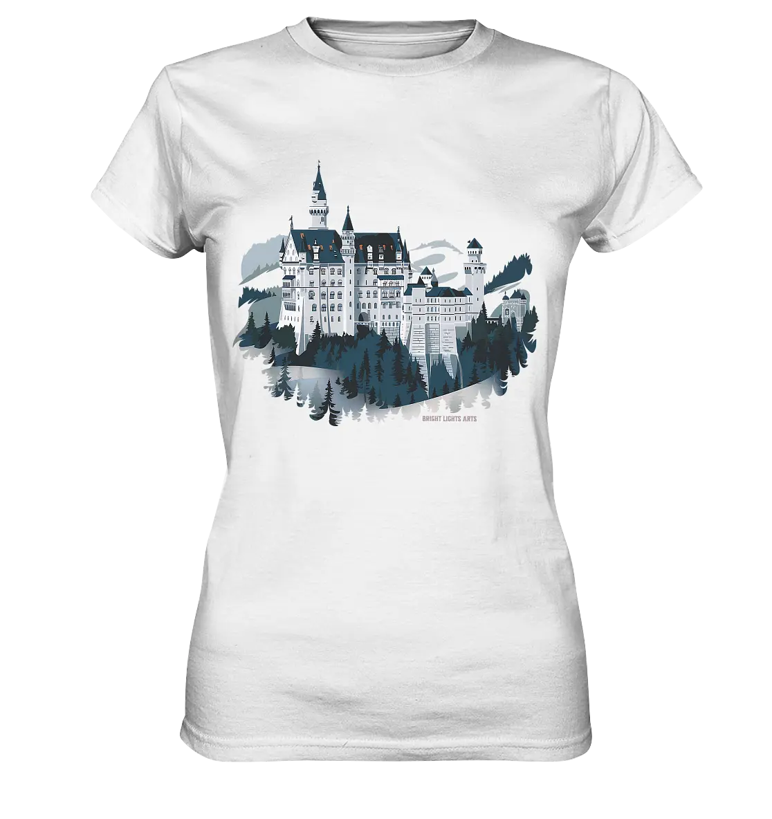 Winterliches Schloss – Majestät in Schnee und Stil - Ladies Premium Shirt Bright Lights Arts