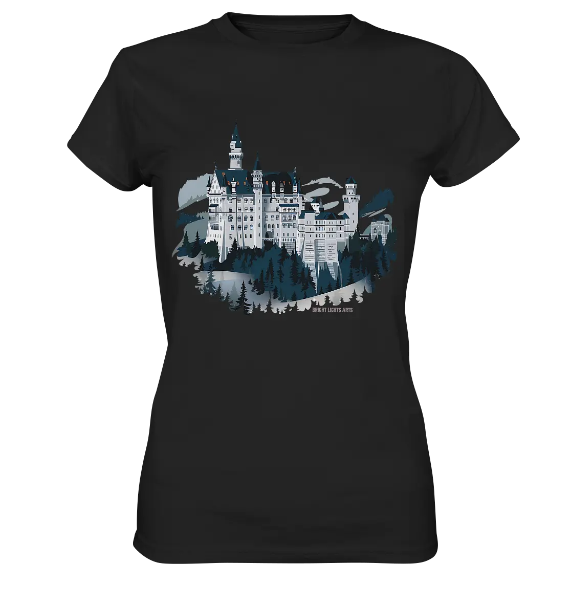 Winterliches Schloss – Majestät in Schnee und Stil - Ladies Premium Shirt Bright Lights Arts