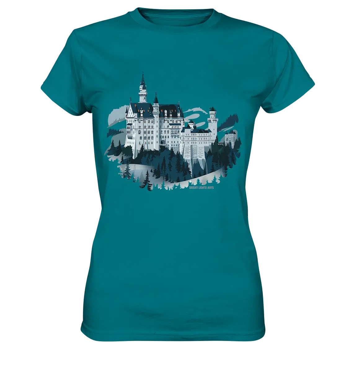 Winterliches Schloss – Majestät in Schnee und Stil - Ladies Premium Shirt Bright Lights Arts
