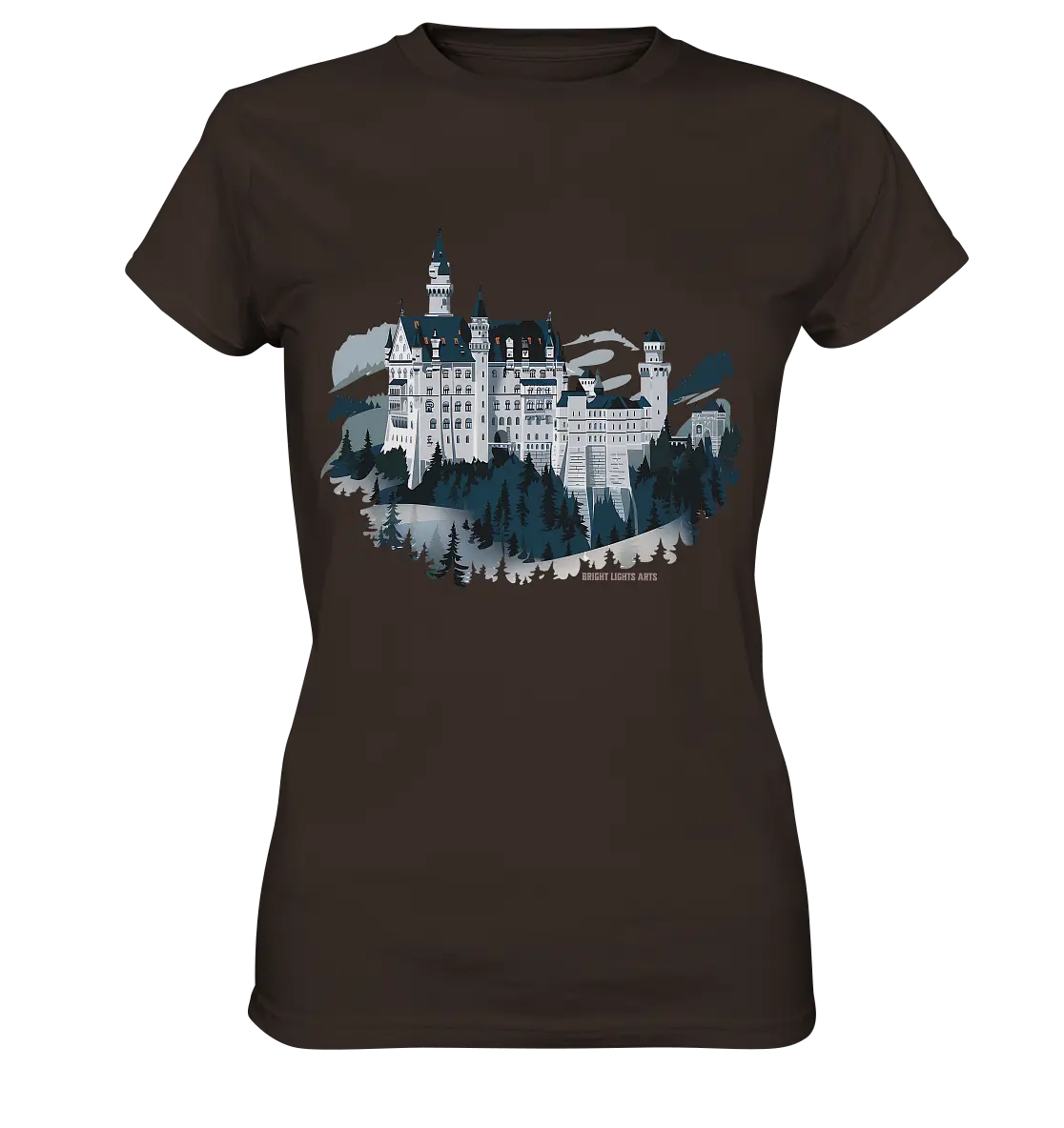Winterliches Schloss – Majestät in Schnee und Stil - Ladies Premium Shirt Bright Lights Arts