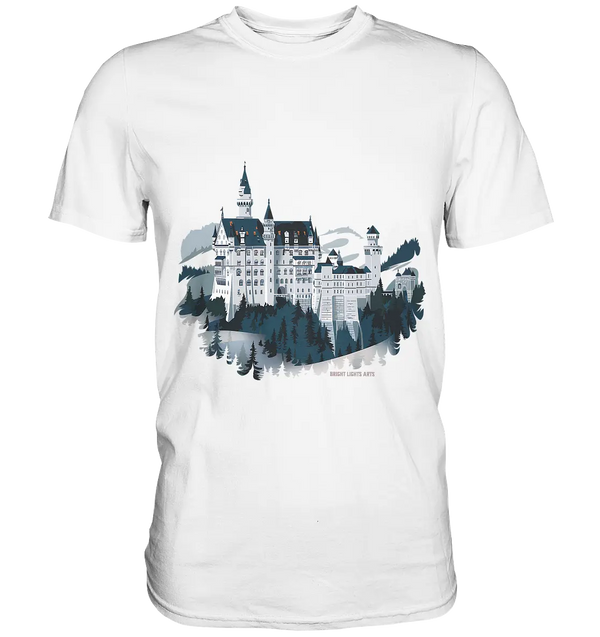 Winterliches Schloss – Majestät in Schnee und Stil - Premium Shirt Bright Lights Arts