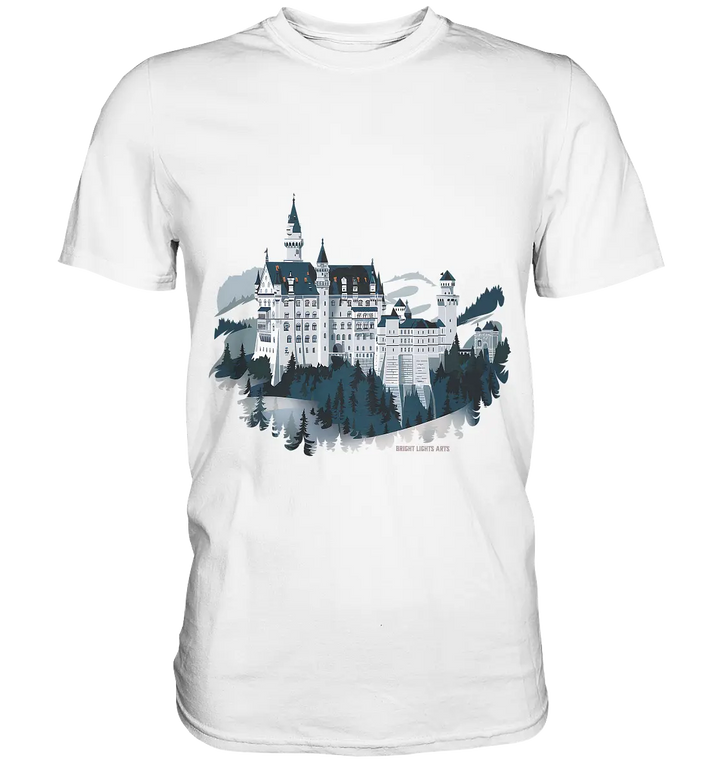 Winterliches Schloss – Majestät in Schnee und Stil - Premium Shirt Bright Lights Arts