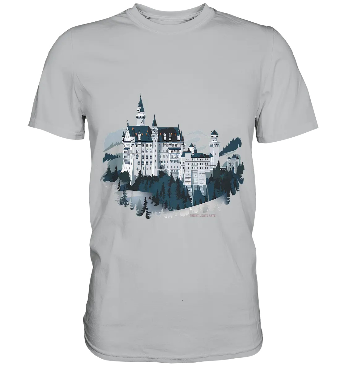 Winterliches Schloss – Majestät in Schnee und Stil - Premium Shirt Bright Lights Arts