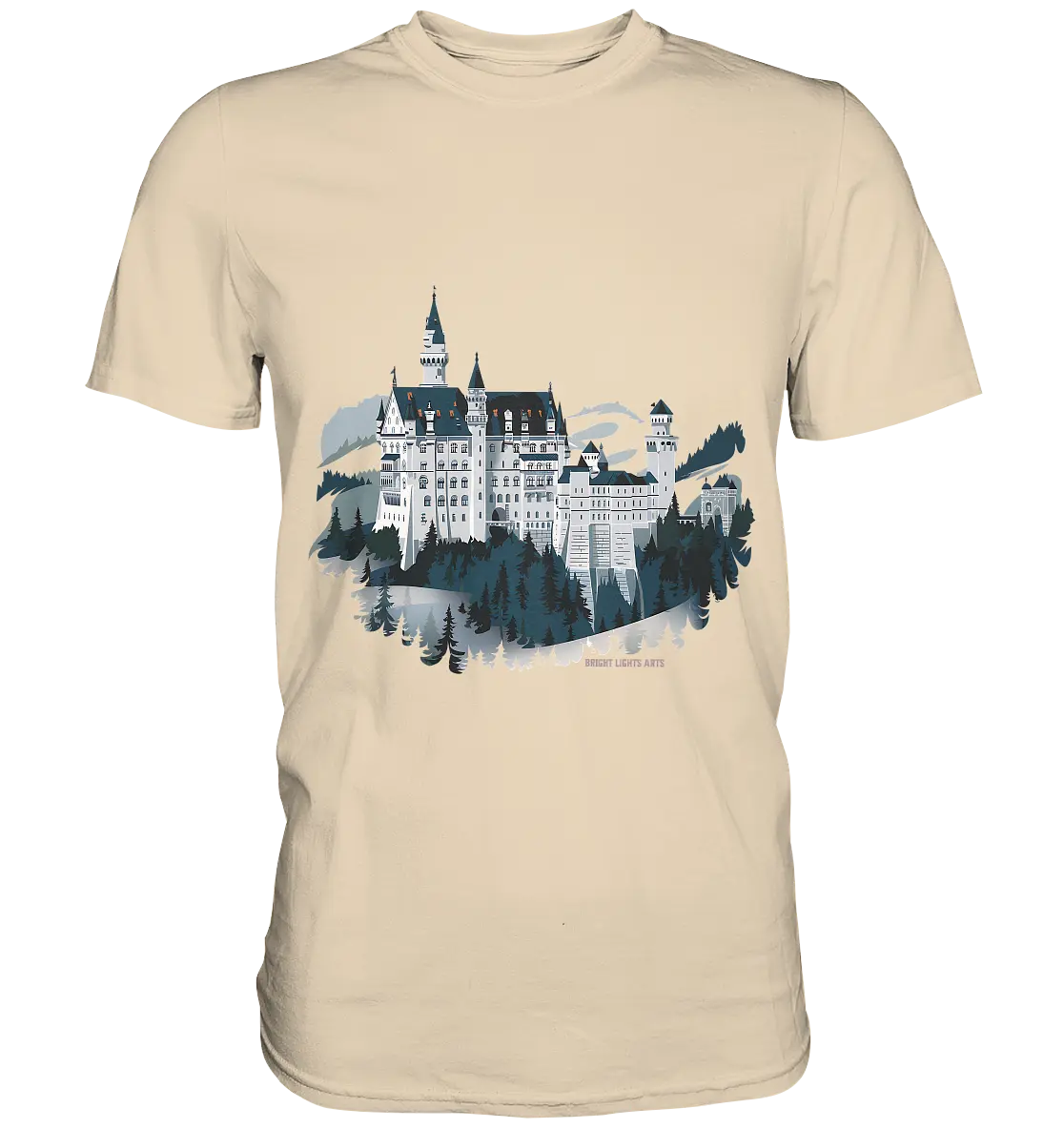 Winterliches Schloss – Majestät in Schnee und Stil - Premium Shirt Bright Lights Arts