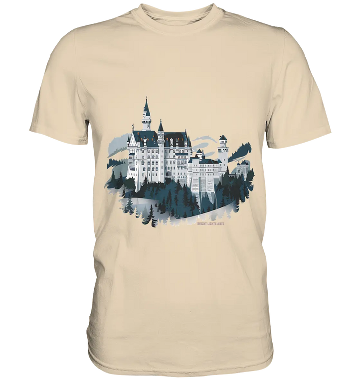 Winterliches Schloss – Majestät in Schnee und Stil - Premium Shirt Bright Lights Arts