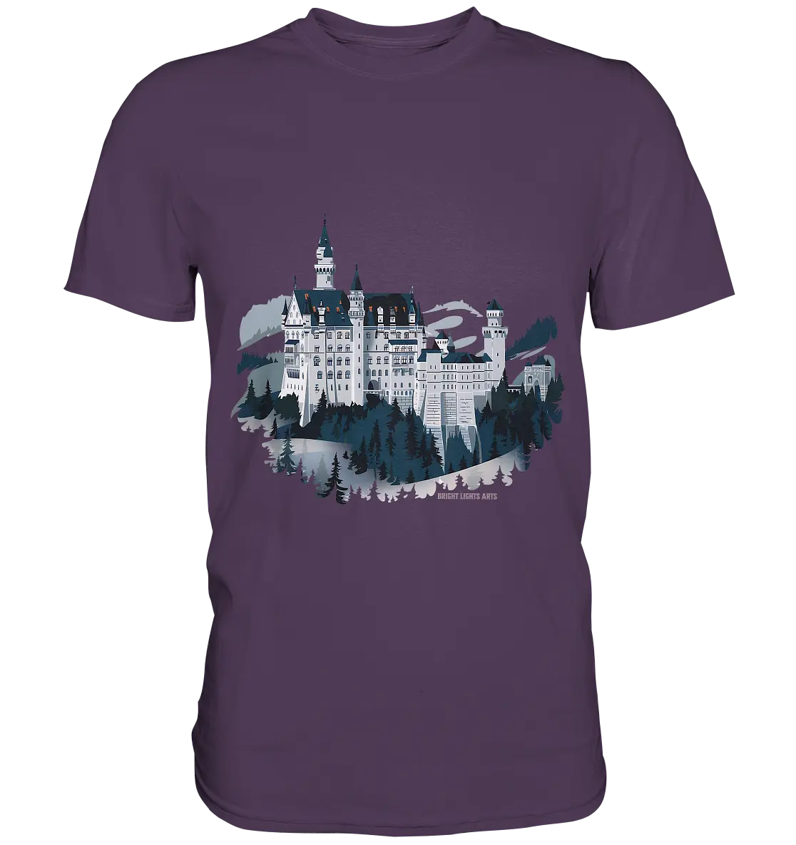 Winterliches Schloss – Majestät in Schnee und Stil - Premium Shirt Bright Lights Arts