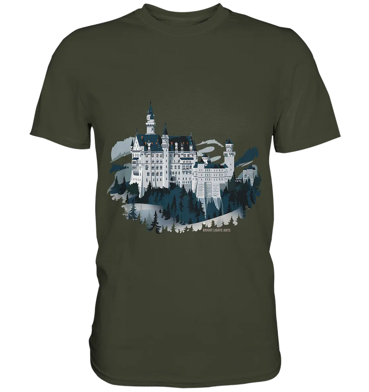 Winterliches Schloss – Majestät in Schnee und Stil - Premium Shirt Bright Lights Arts