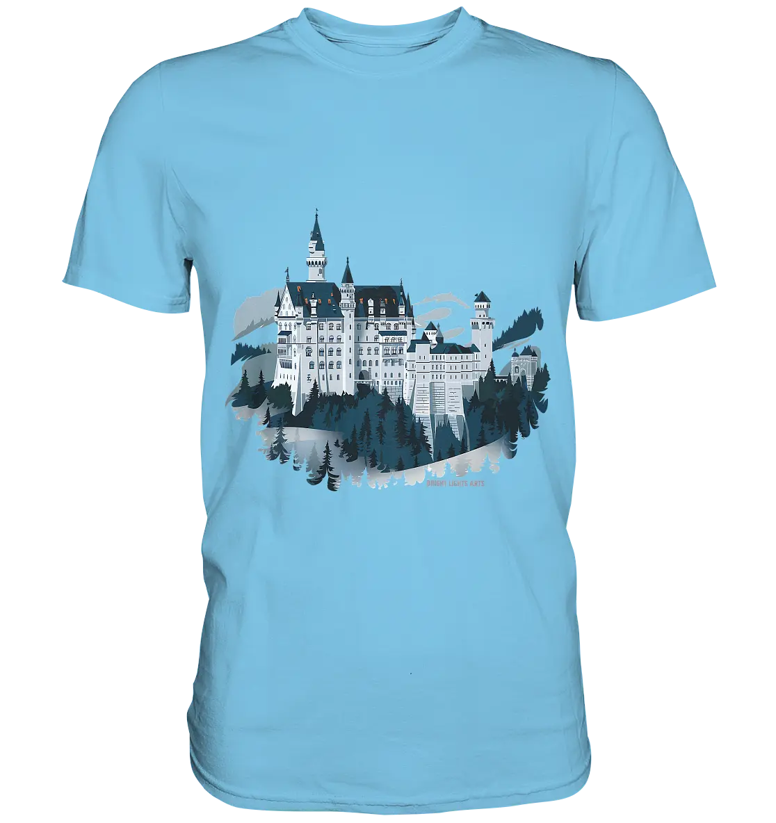 Winterliches Schloss – Majestät in Schnee und Stil - Premium Shirt Bright Lights Arts