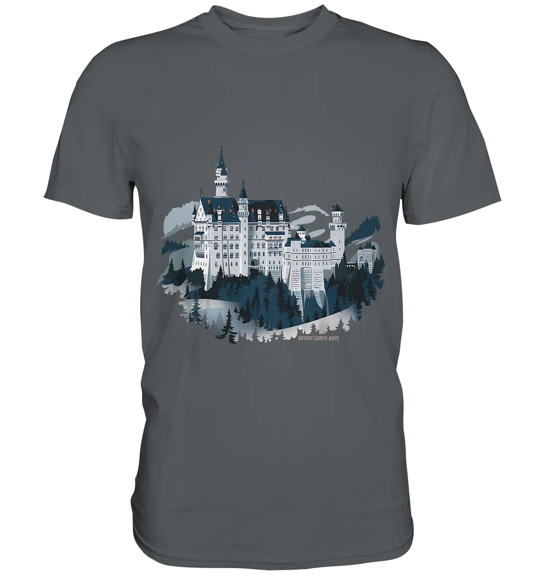 Winterliches Schloss – Majestät in Schnee und Stil - Premium Shirt Bright Lights Arts