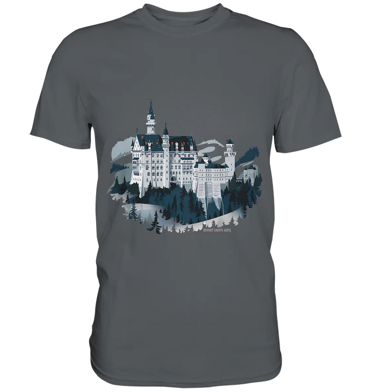 Winterliches Schloss – Majestät in Schnee und Stil - Premium Shirt Bright Lights Arts