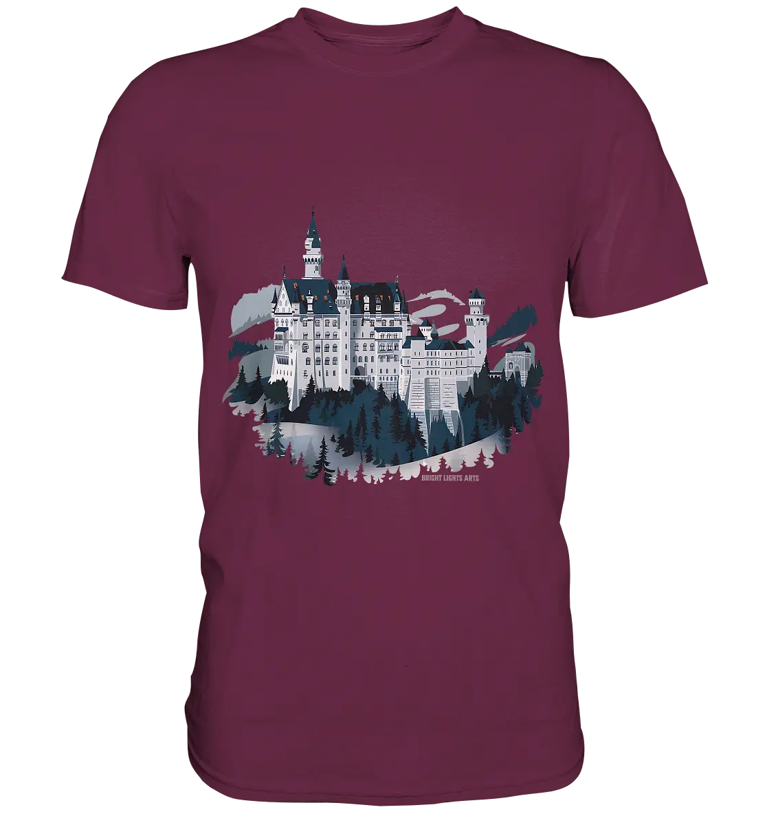 Winterliches Schloss – Majestät in Schnee und Stil - Premium Shirt Bright Lights Arts