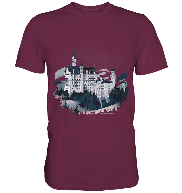 Winterliches Schloss – Majestät in Schnee und Stil - Premium Shirt Bright Lights Arts