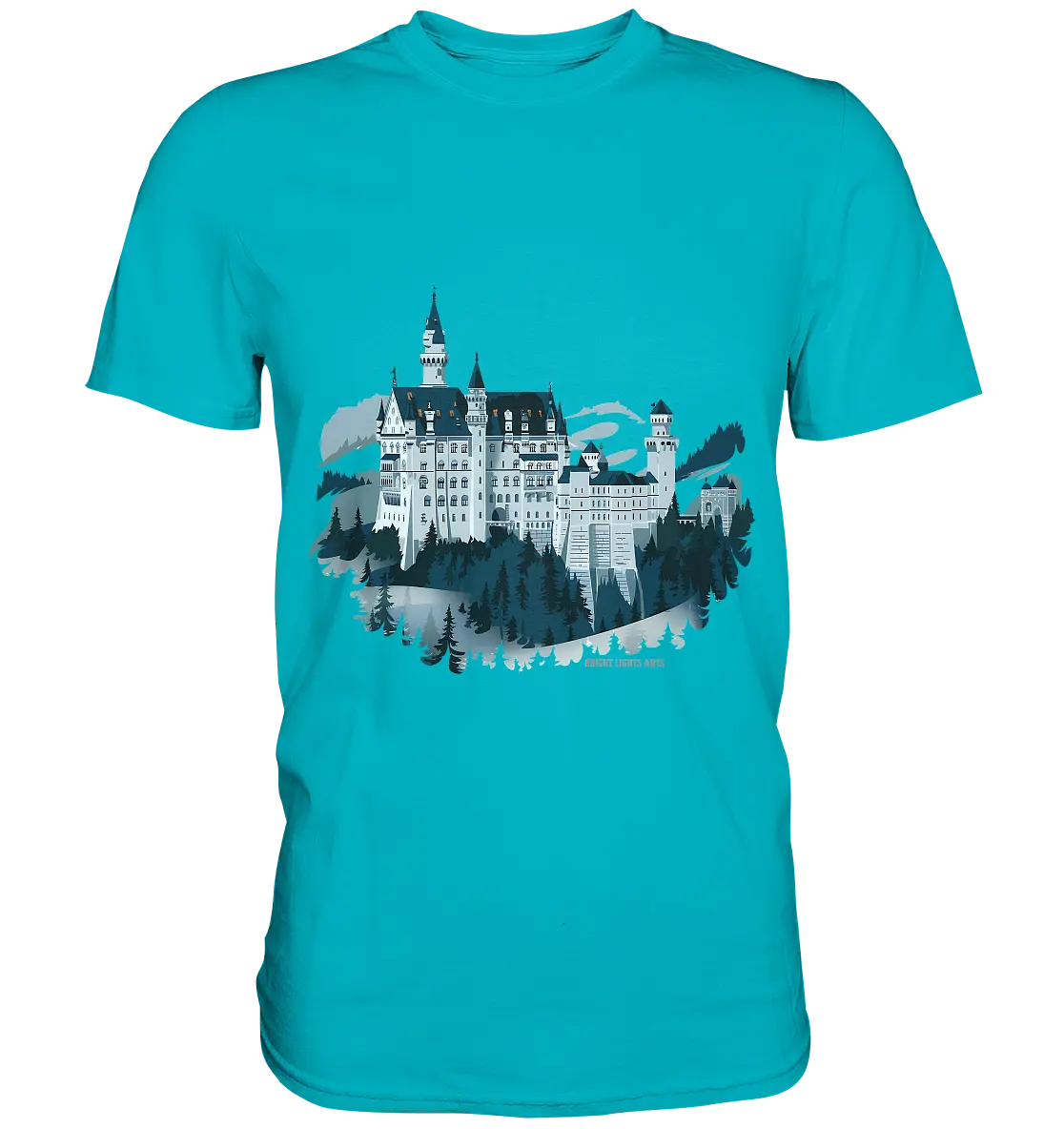 Winterliches Schloss – Majestät in Schnee und Stil - Premium Shirt Bright Lights Arts