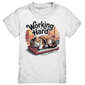 Working Hard – Schlafender Kater auf Tastatur - Kids Premium Shirt - Bright Lights Arts