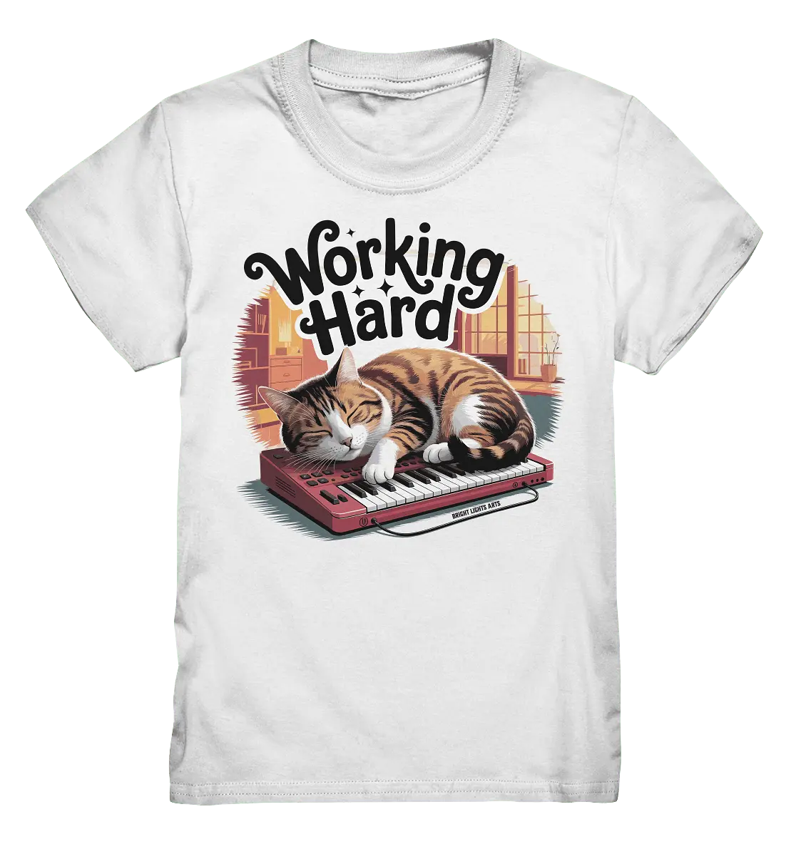 Working Hard – Schlafender Kater auf Tastatur - Kids Premium Shirt - Bright Lights Arts