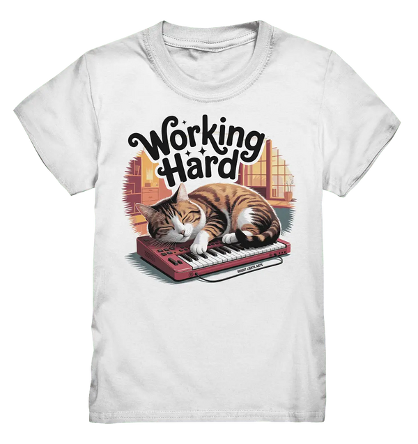 Working Hard – Schlafender Kater auf Tastatur - Kids Premium Shirt - Bright Lights Arts