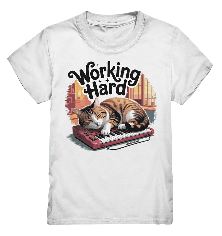 Working Hard – Schlafender Kater auf Tastatur - Kids Premium Shirt - Bright Lights Arts