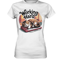 Working Hard – Schlafender Kater auf Tastatur - Ladies Premium Shirt Bright Lights Arts