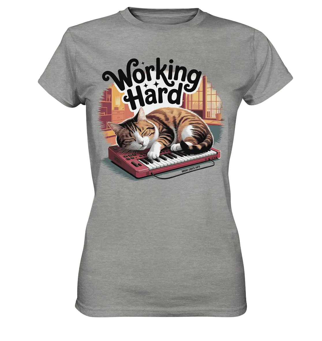 Working Hard – Schlafender Kater auf Tastatur - Ladies Premium Shirt - Bright Lights Arts