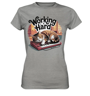 Working Hard – Schlafender Kater auf Tastatur - Ladies Premium Shirt - Bright Lights Arts