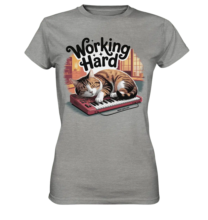 Working Hard – Schlafender Kater auf Tastatur - Ladies Premium Shirt - Bright Lights Arts