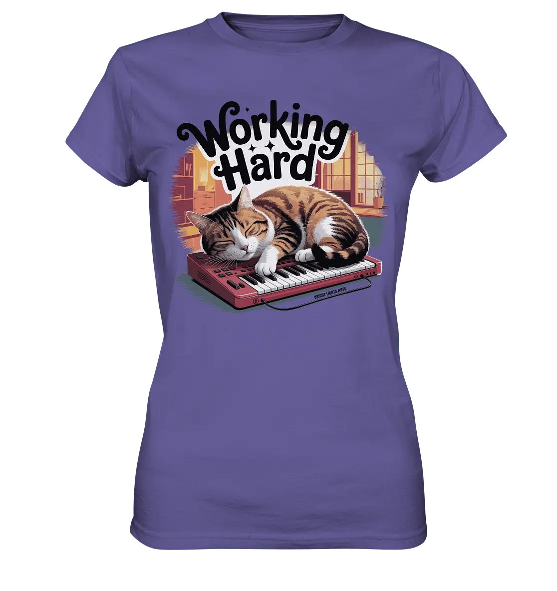 Working Hard – Schlafender Kater auf Tastatur - Ladies Premium Shirt - Bright Lights Arts
