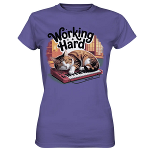 Working Hard – Schlafender Kater auf Tastatur - Ladies Premium Shirt - Bright Lights Arts