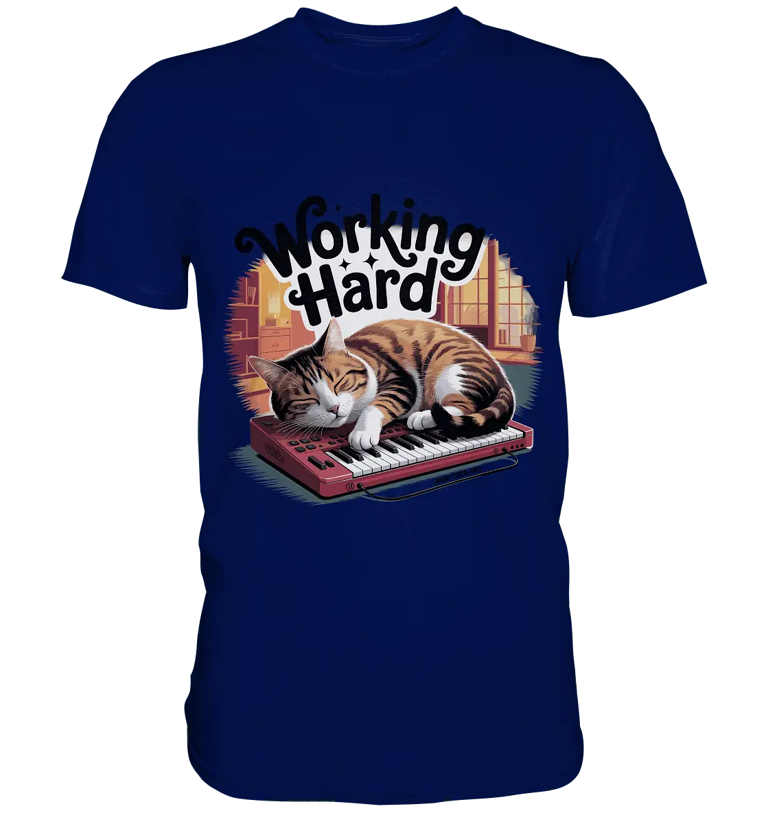 Working Hard – Schlafender Kater auf Tastatur - Premium Shirt - Bright Lights Arts