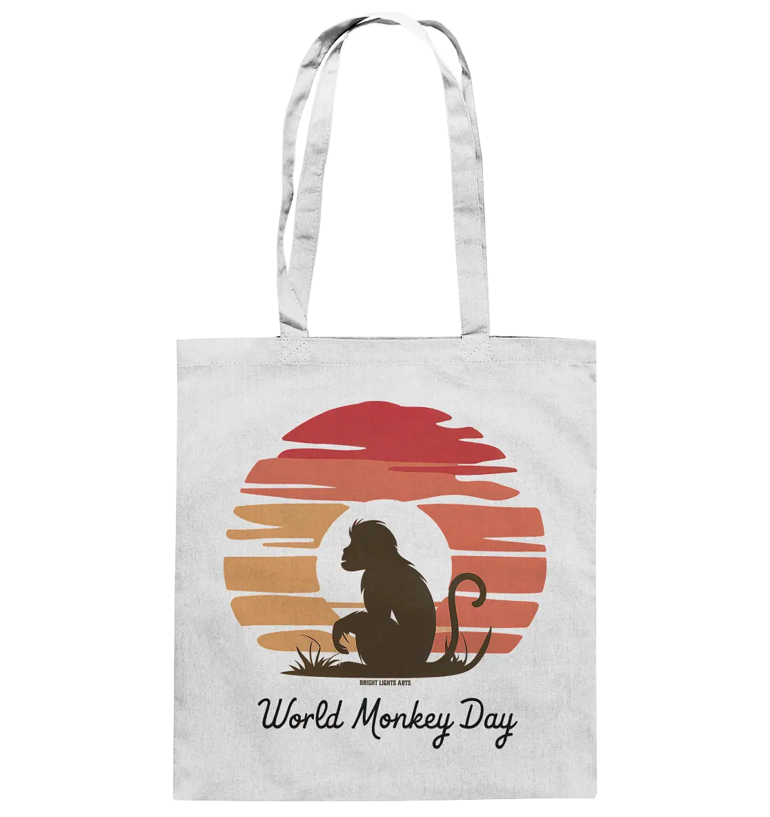 World Monkey Day – Silhouette im Sonnenuntergang - Baumwolltasche Bright Lights Arts