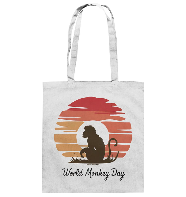 World Monkey Day – Silhouette im Sonnenuntergang - Baumwolltasche Bright Lights Arts