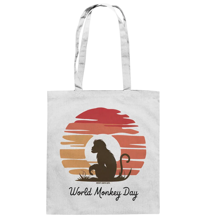World Monkey Day – Silhouette im Sonnenuntergang - Baumwolltasche Bright Lights Arts