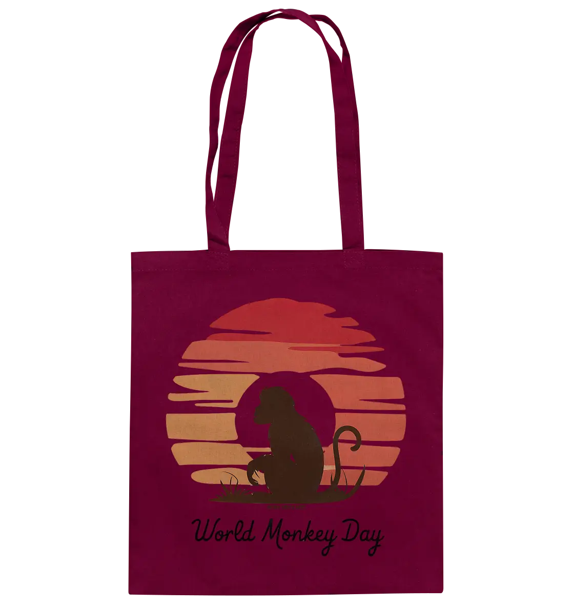 World Monkey Day – Silhouette im Sonnenuntergang - Baumwolltasche Bright Lights Arts