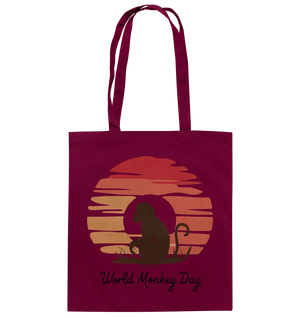 World Monkey Day – Silhouette im Sonnenuntergang - Baumwolltasche Bright Lights Arts