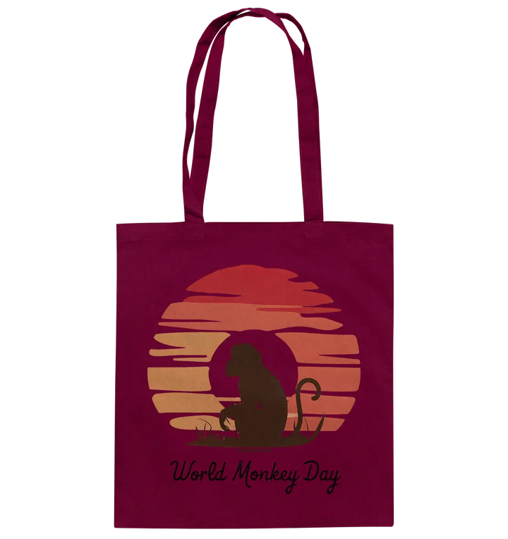 World Monkey Day – Silhouette im Sonnenuntergang - Baumwolltasche Bright Lights Arts