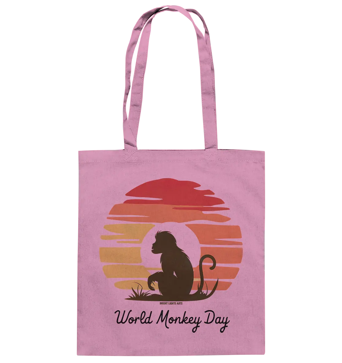 World Monkey Day – Silhouette im Sonnenuntergang - Baumwolltasche Bright Lights Arts