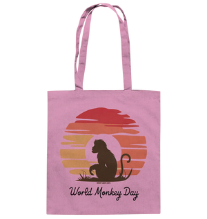 World Monkey Day – Silhouette im Sonnenuntergang - Baumwolltasche Bright Lights Arts