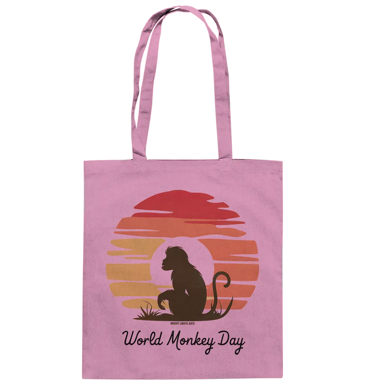 World Monkey Day – Silhouette im Sonnenuntergang - Baumwolltasche Bright Lights Arts