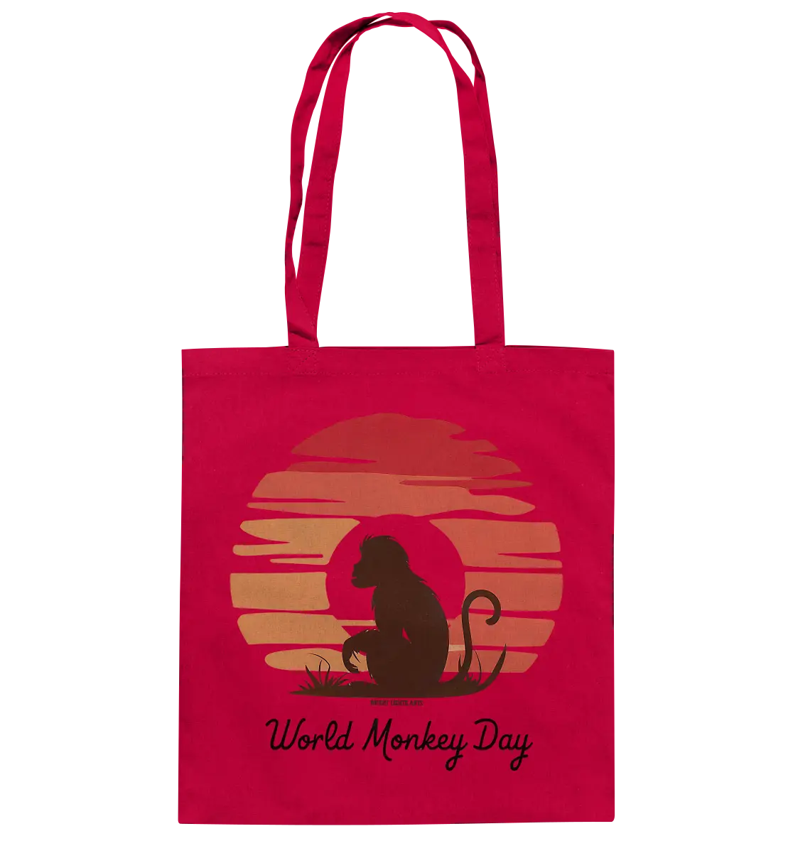 World Monkey Day – Silhouette im Sonnenuntergang - Baumwolltasche Bright Lights Arts