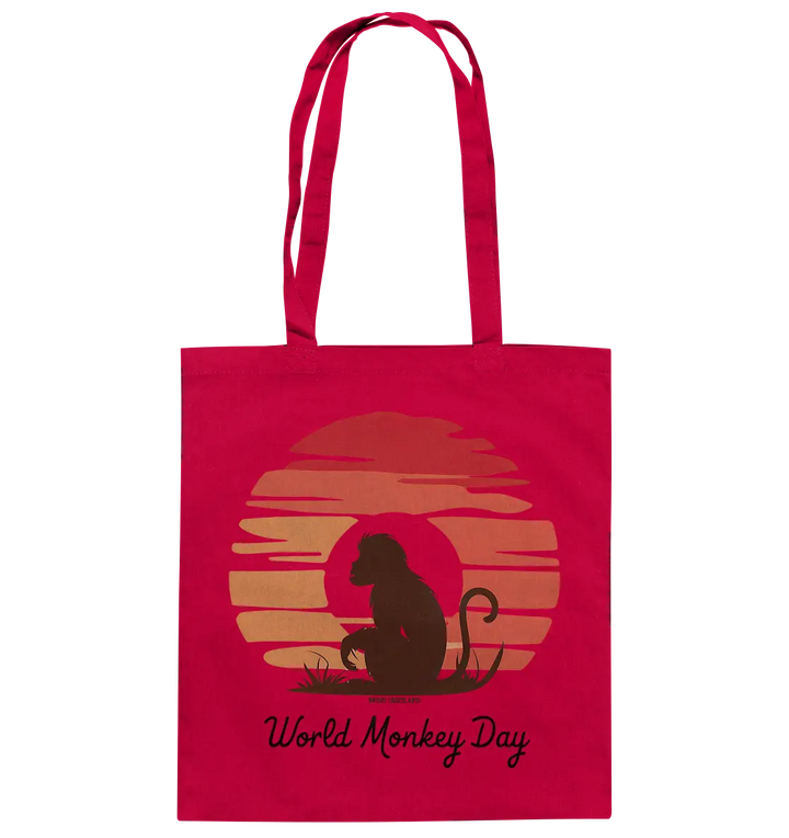 World Monkey Day – Silhouette im Sonnenuntergang - Baumwolltasche Bright Lights Arts