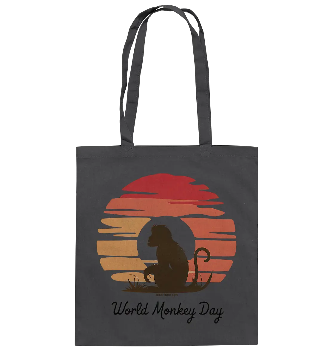 World Monkey Day – Silhouette im Sonnenuntergang - Baumwolltasche Bright Lights Arts