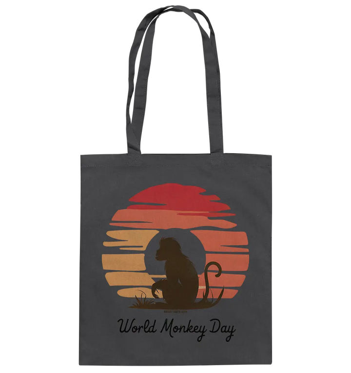 World Monkey Day – Silhouette im Sonnenuntergang - Baumwolltasche Bright Lights Arts