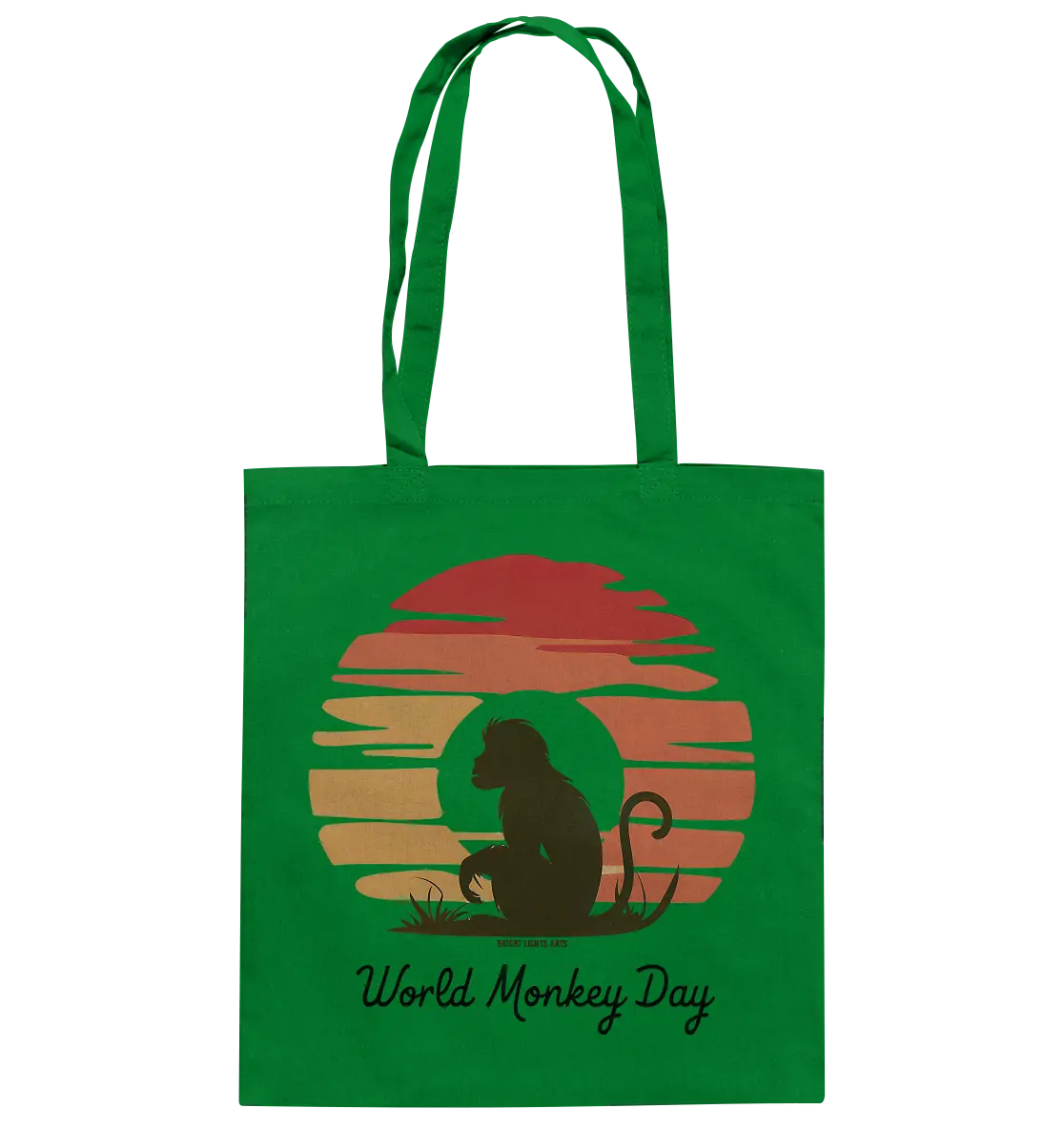World Monkey Day – Silhouette im Sonnenuntergang - Baumwolltasche Bright Lights Arts