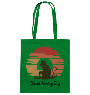 World Monkey Day – Silhouette im Sonnenuntergang - Baumwolltasche Bright Lights Arts