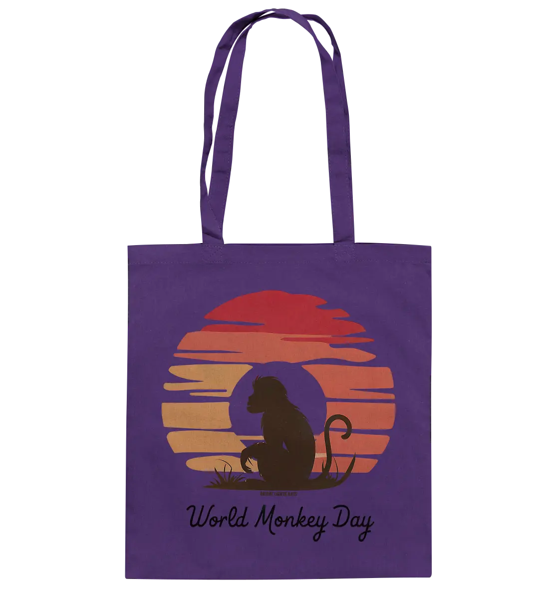 World Monkey Day – Silhouette im Sonnenuntergang - Baumwolltasche Bright Lights Arts