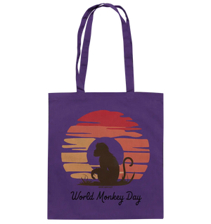 World Monkey Day – Silhouette im Sonnenuntergang - Baumwolltasche Bright Lights Arts