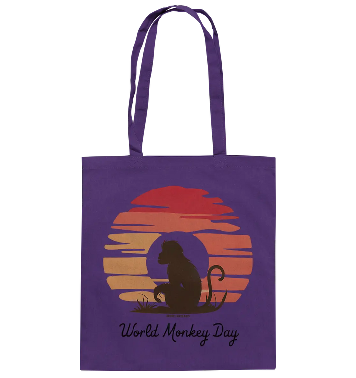 World Monkey Day – Silhouette im Sonnenuntergang - Baumwolltasche Bright Lights Arts