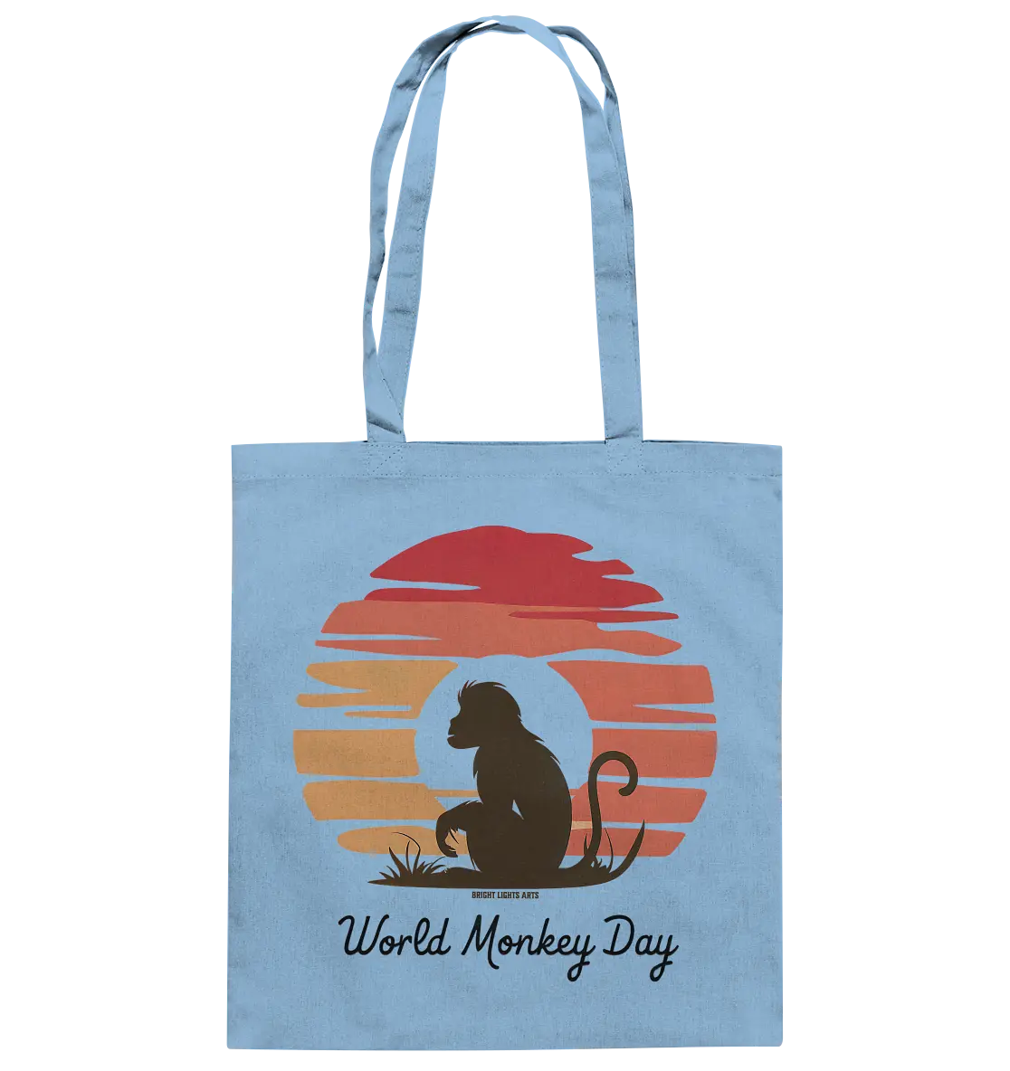 World Monkey Day – Silhouette im Sonnenuntergang - Baumwolltasche Bright Lights Arts
