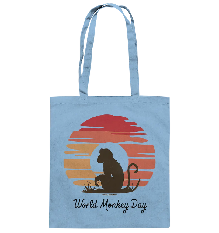 World Monkey Day – Silhouette im Sonnenuntergang - Baumwolltasche Bright Lights Arts