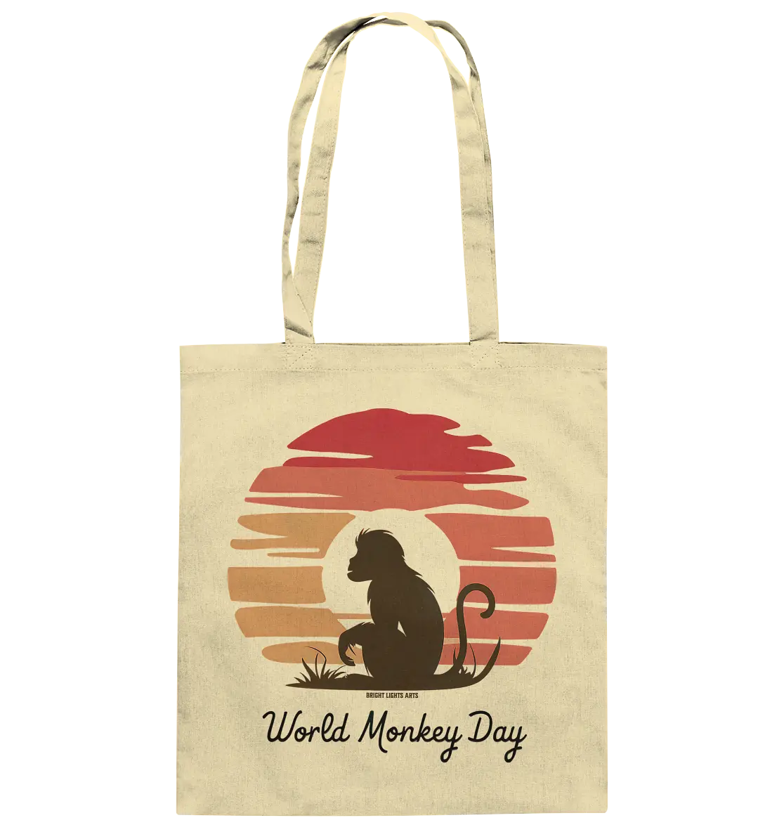 World Monkey Day – Silhouette im Sonnenuntergang - Baumwolltasche Bright Lights Arts
