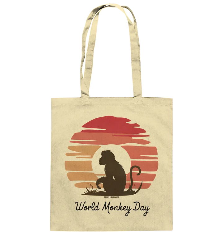 World Monkey Day – Silhouette im Sonnenuntergang - Baumwolltasche Bright Lights Arts